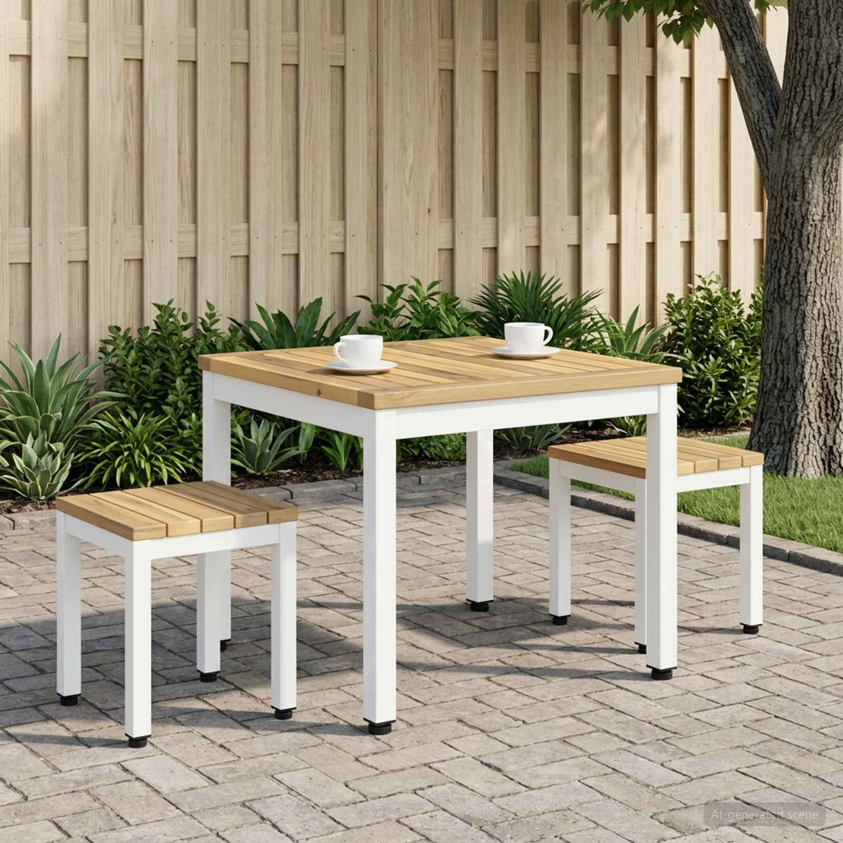 vidaXL Stolik kawowy Biały 50 x 48,5 x 36 cm Lite Drewno Akacji
