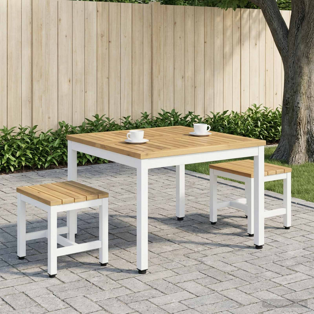 vidaXL Stolik kawowy Biały 60 x 60,5 x 36 cm Lite Drewno Akacji