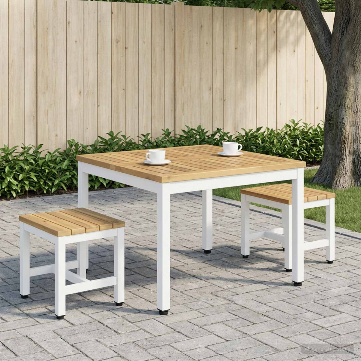 vidaXL Stolik kawowy Biały 60 x 60,5 x 36 cm Lite Drewno Akacji