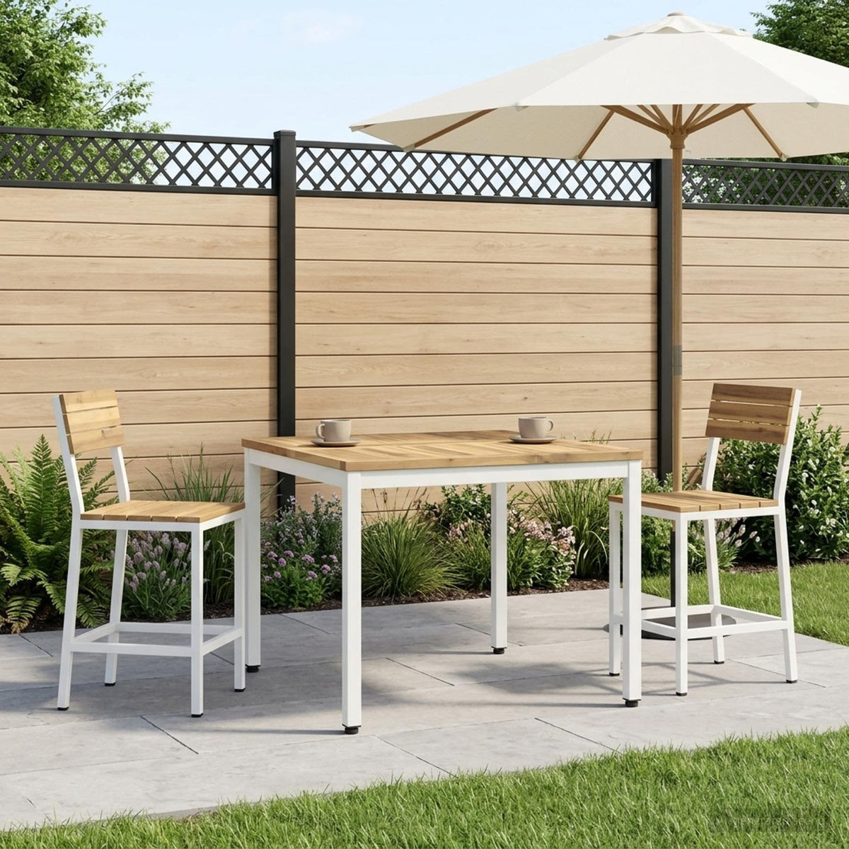 vidaXL Stolik kawowy Biały 80 x 80,5 x 45 cm Lite Drewno Akacji