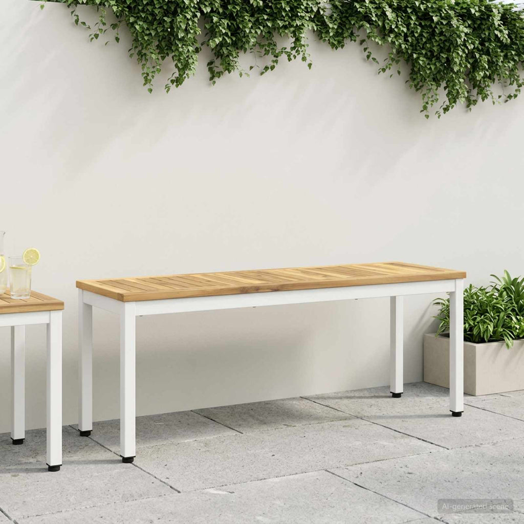 vidaXL Ławka ogrodowa 108,5 x 35 x 45 cm Lite Drewno Akacji Biały