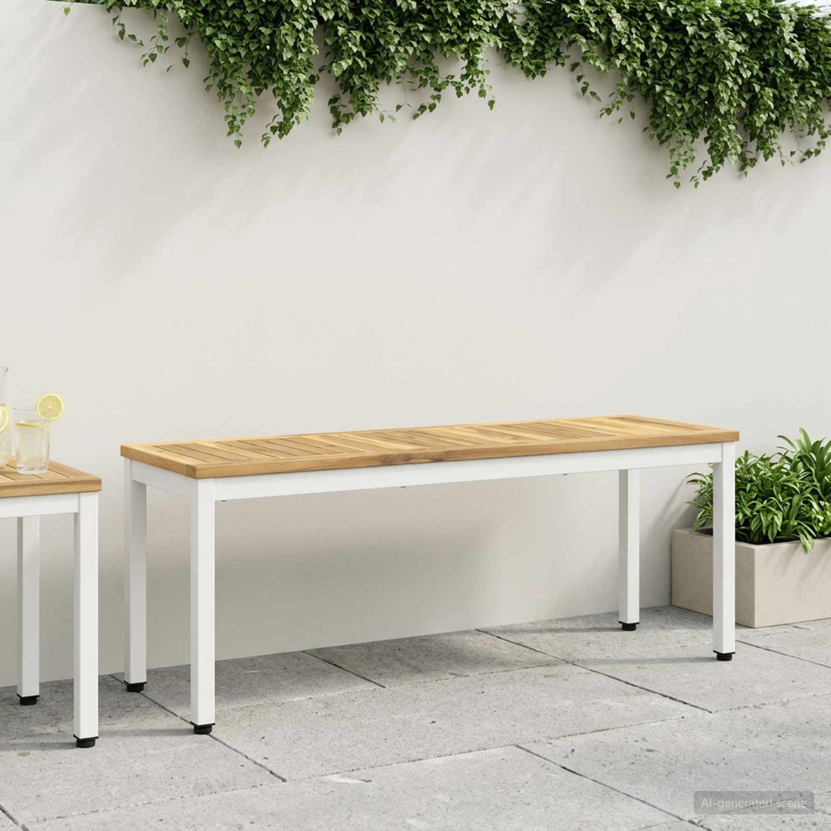 vidaXL Ławka ogrodowa 108,5 x 35 x 45 cm Lite Drewno Akacji Biały