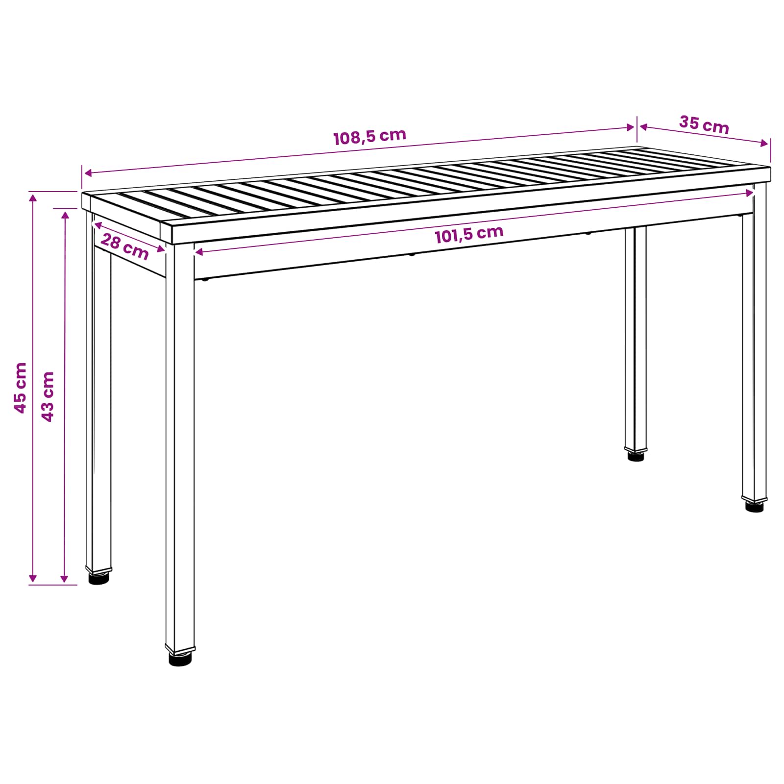 vidaXL Ławka ogrodowa 108,5 x 35 x 45 cm Lite Drewno Akacji Biały