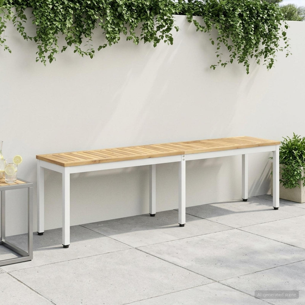 vidaXL Ławka ogrodowa 161 x 35 x 45 cm Lite Drewno Akacji Biały