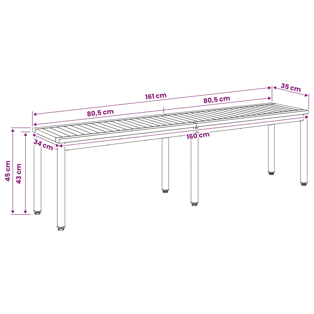vidaXL Ławka ogrodowa 161 x 35 x 45 cm Lite Drewno Akacji Biały