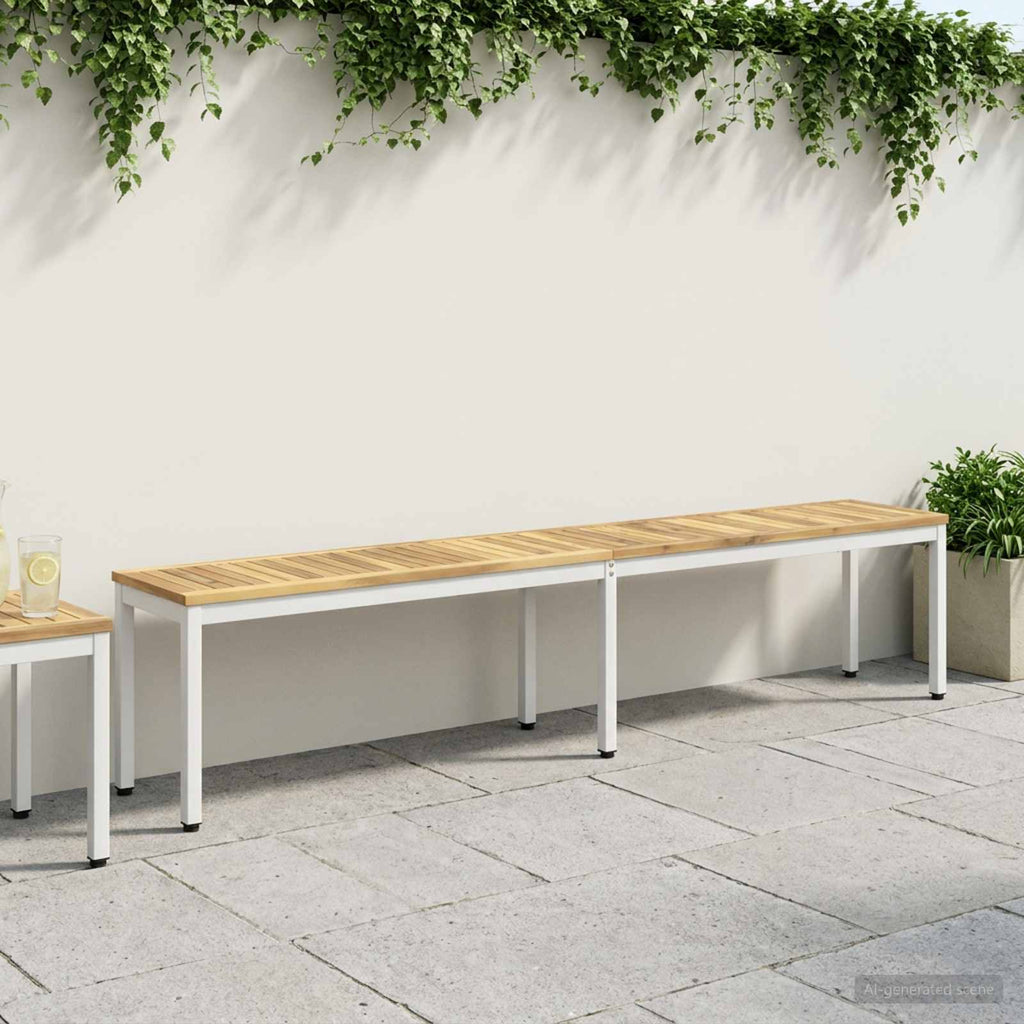 vidaXL Ławka ogrodowa 201 x 35 x 45 cm Lite Drewno Akacji Biały