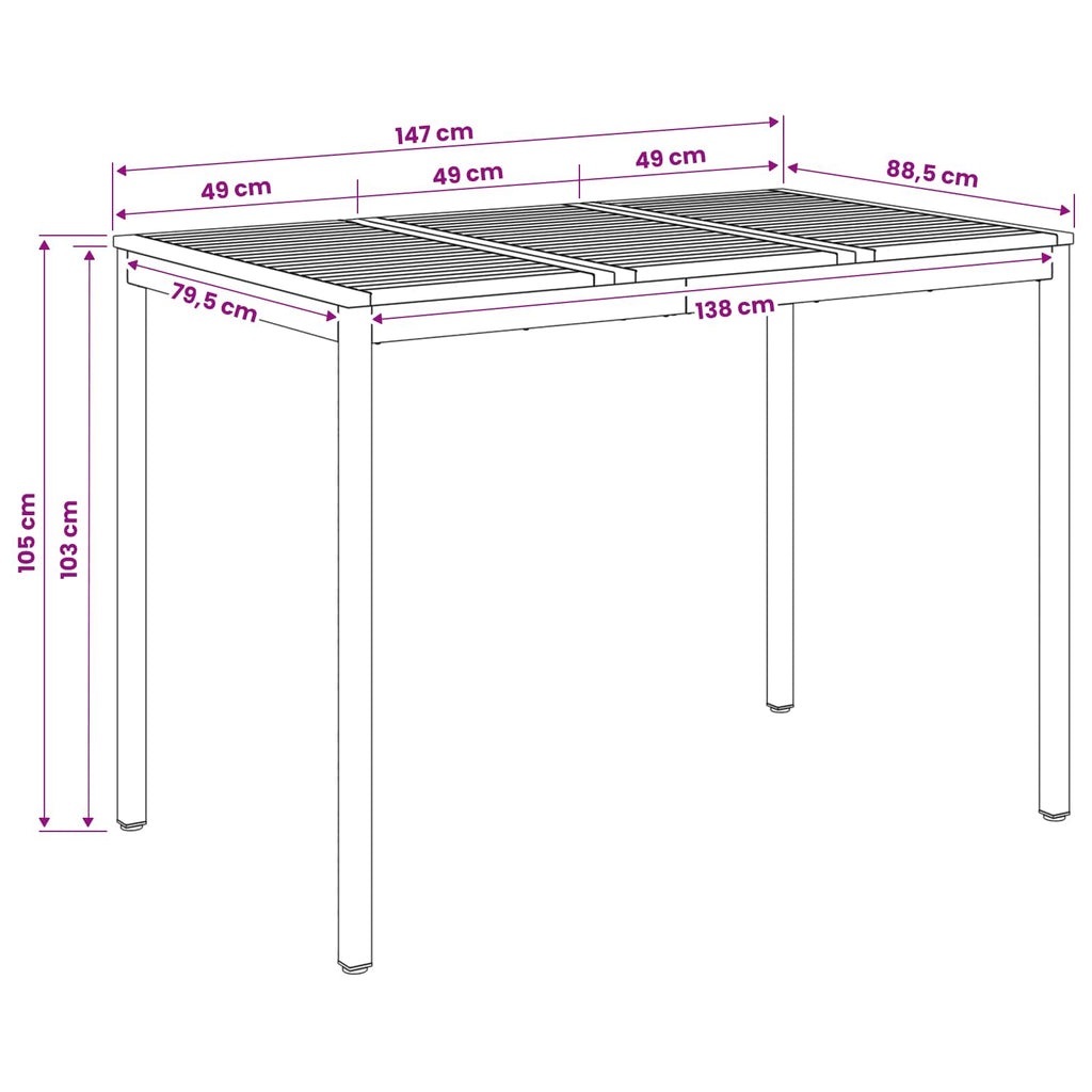 vidaXL Stół barowy ogrodowy Biały 147 x 88,5 x 105 cm