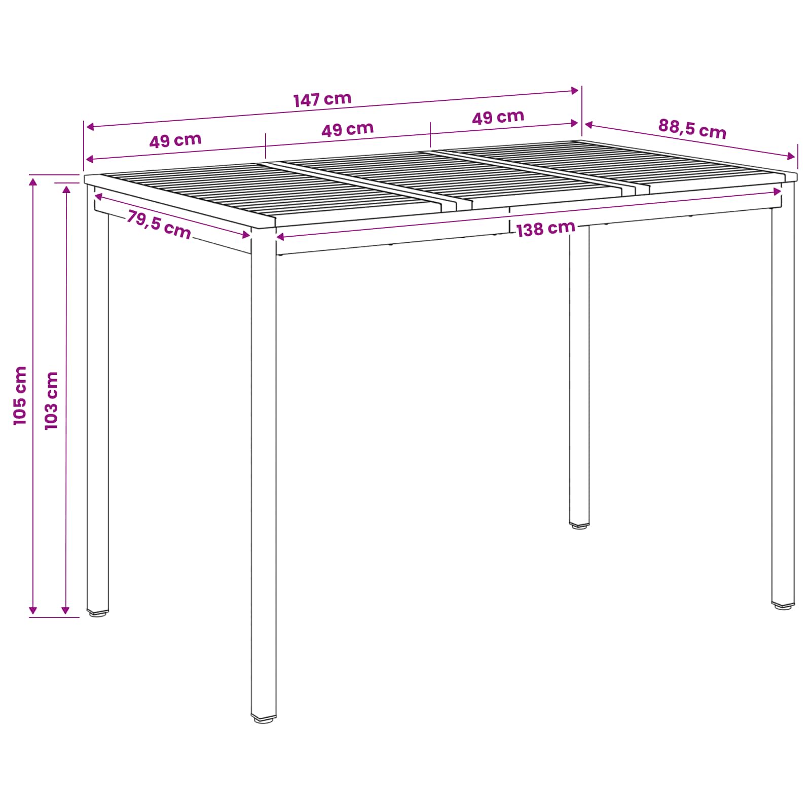 vidaXL Stół barowy ogrodowy Biały 147 x 88,5 x 105 cm