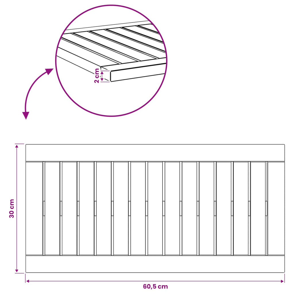 vidaXL Blat stołu 60,5 x 30 x 2 cm Prostokątny Lite Drewno Akacji