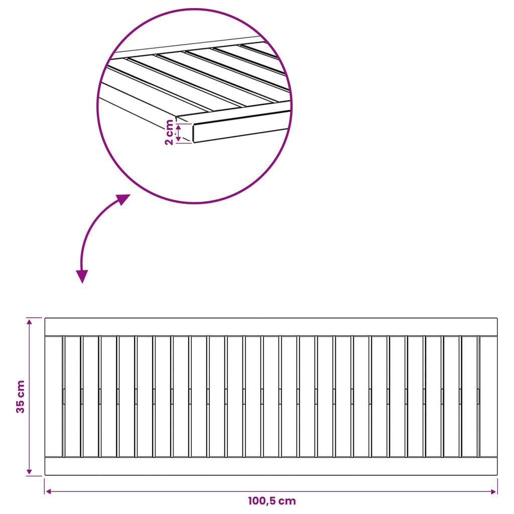 vidaXL Blat stołu 100,5 x 35 x 2 cm Prostokątny Lite Drewno Akacji