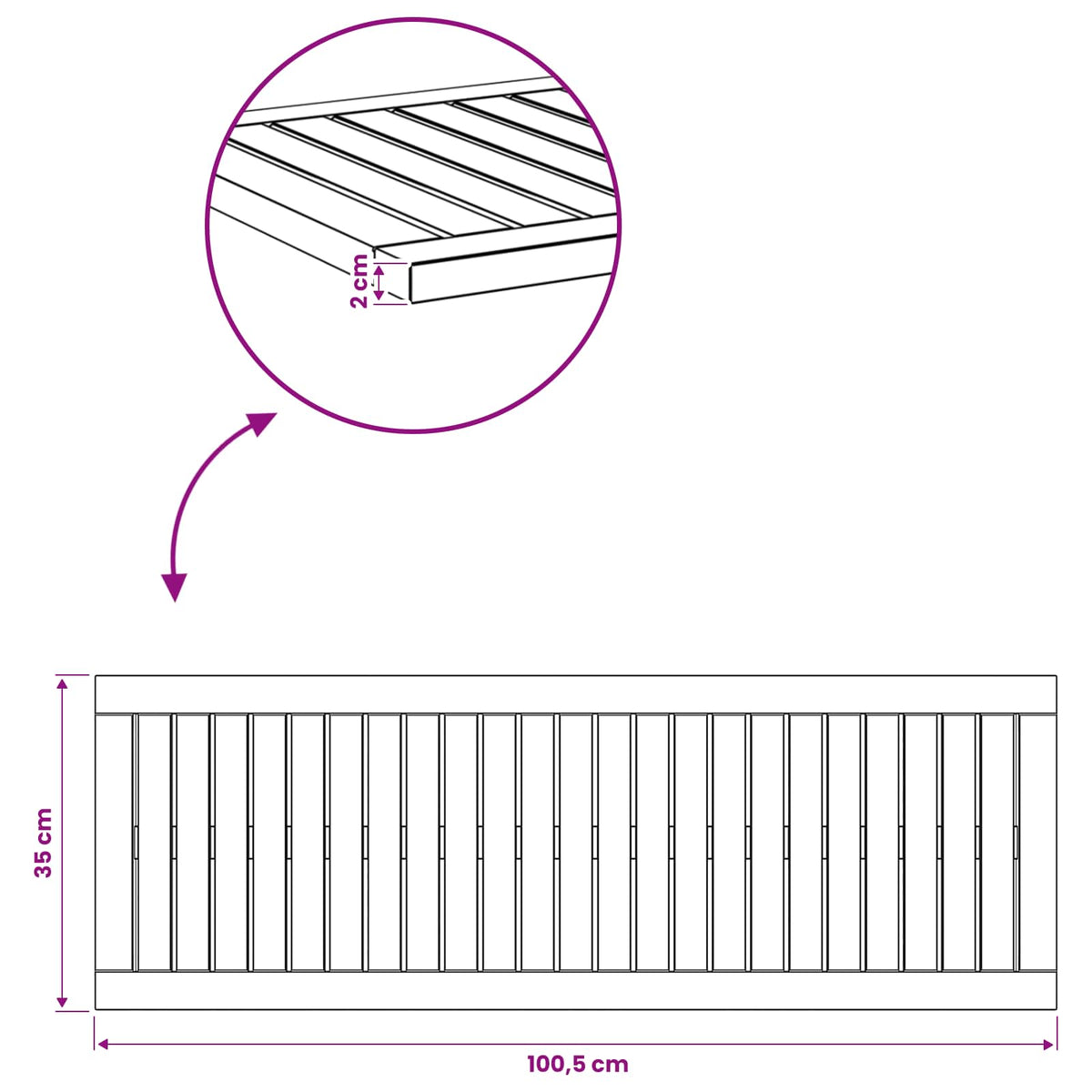 vidaXL Blat stołu 100,5 x 35 x 2 cm Prostokątny Lite Drewno Akacji