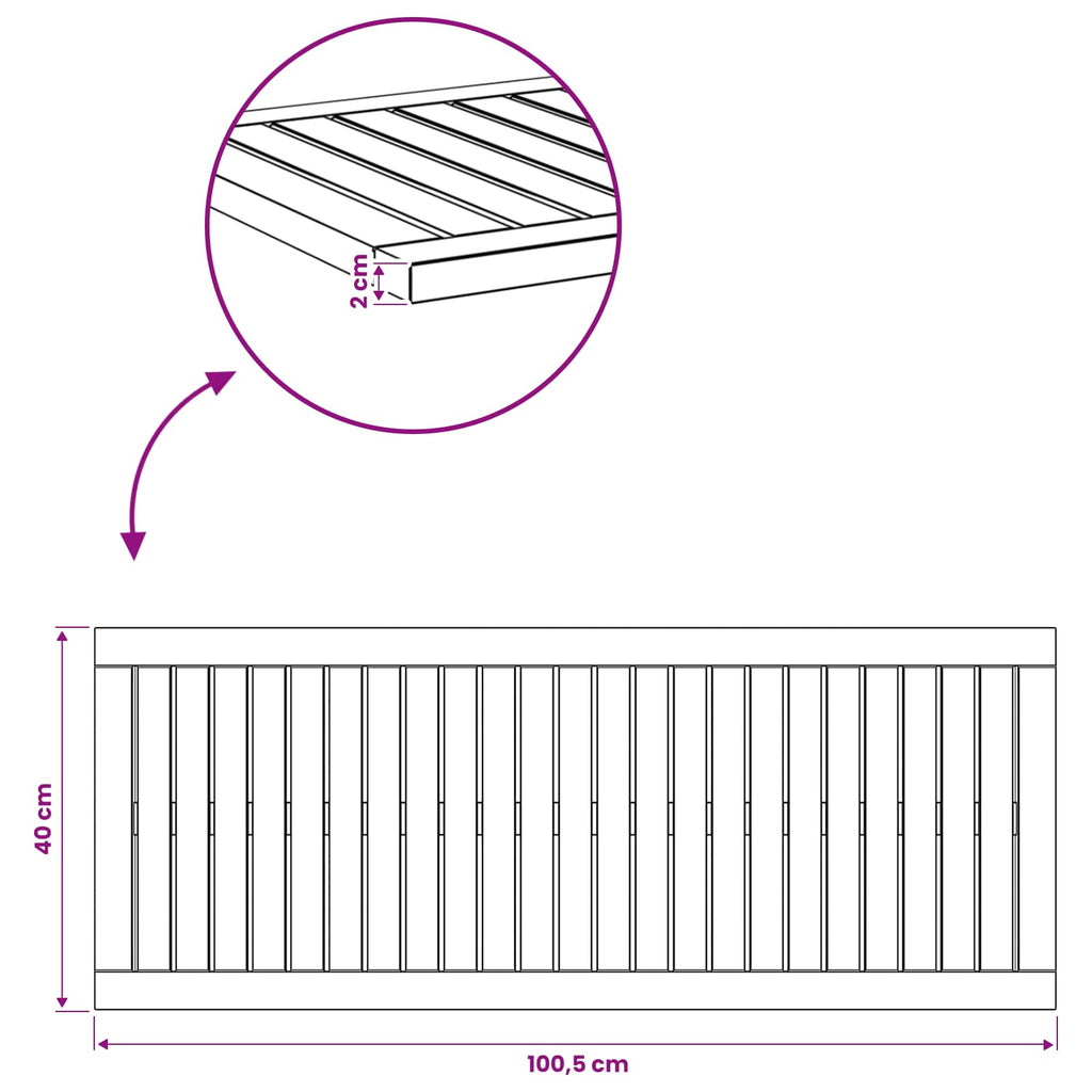 vidaXL Blat stołu 100,5 x 40 x 2 cm Prostokątny Lite Drewno Akacji