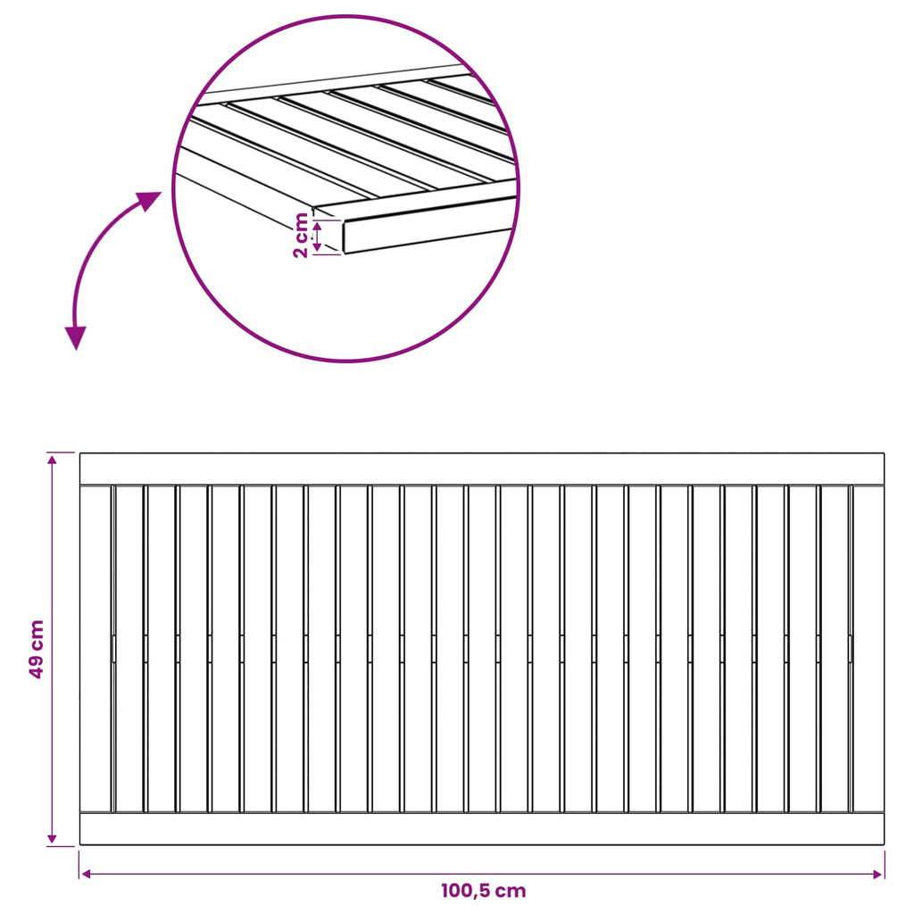 vidaXL Blat stołu 100,5 x 49 x 2 cm Prostokątny Lite Drewno Akacji