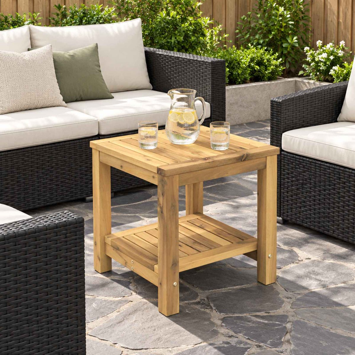 vidaXL Stolik kawowy Bielony 40,5 x 40 x 45 cm Lite Drewno Akacji
