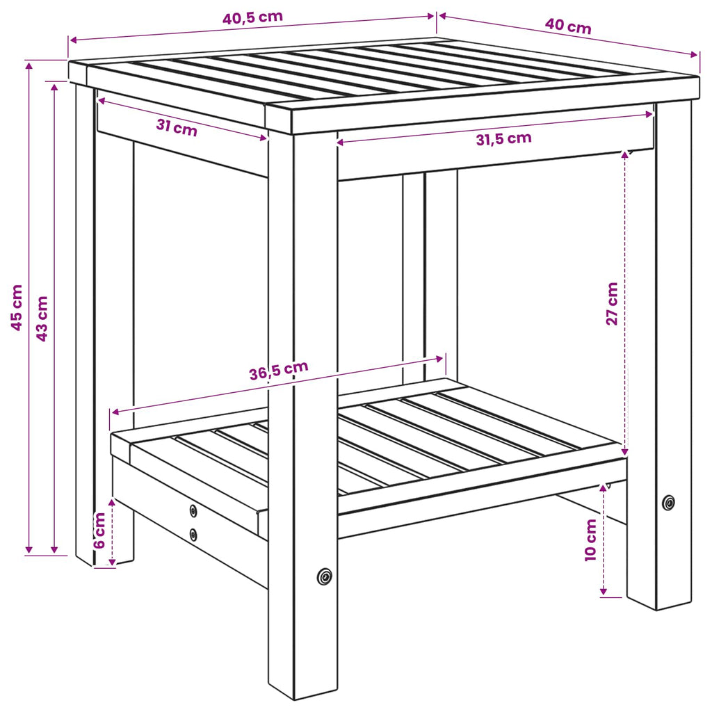 vidaXL Stolik kawowy Bielony 40,5 x 40 x 45 cm Lite Drewno Akacji
