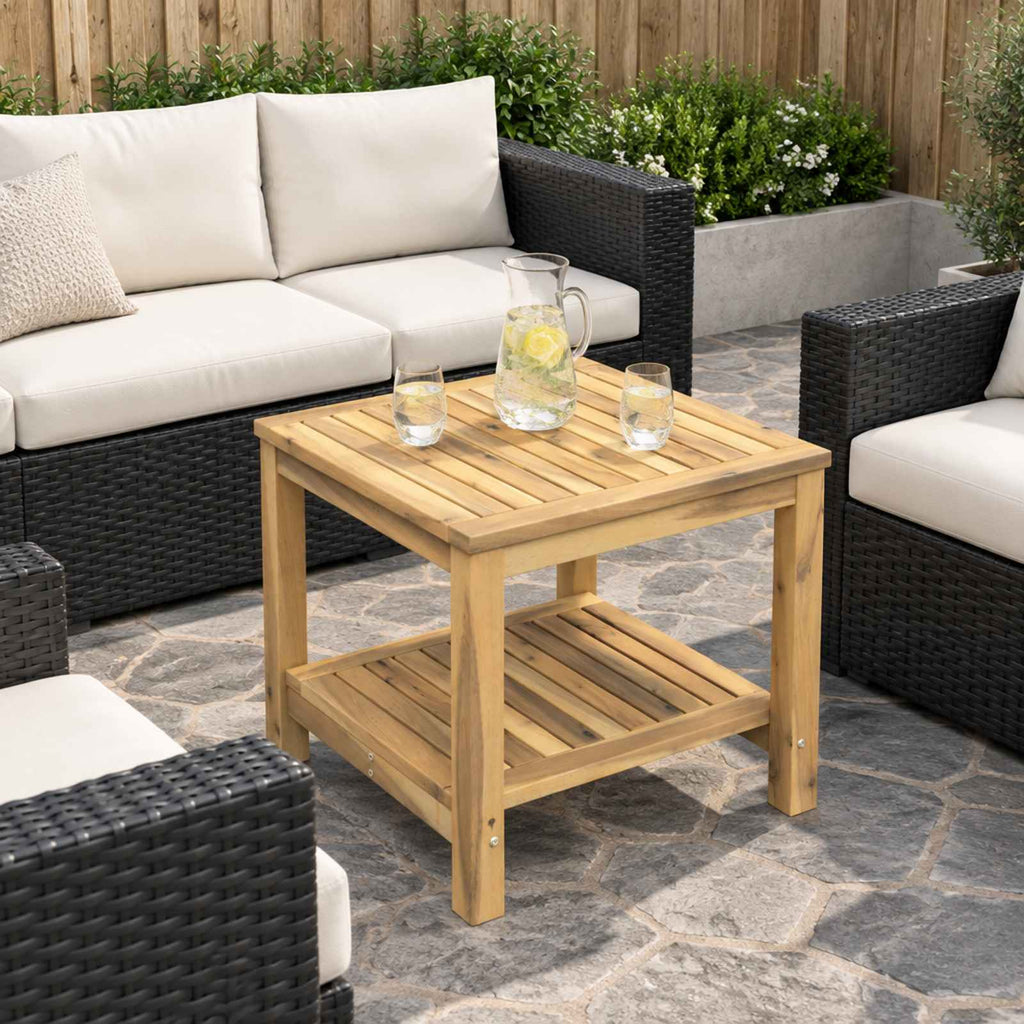 vidaXL Stolik kawowy Bielony 48,5 x 49 x 45 cm Lite Drewno Akacji