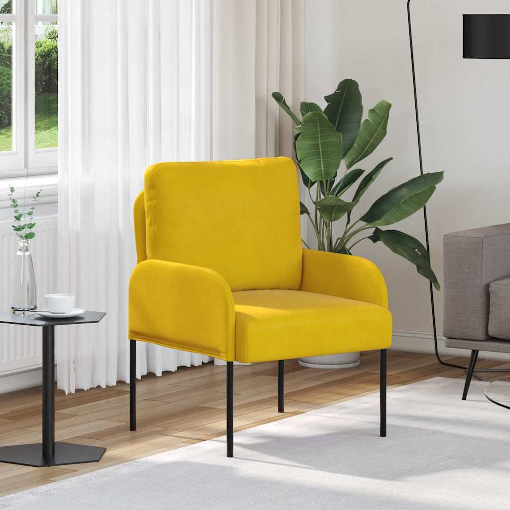 vidaXL Kanapy z poduszką 55cm Żółty sklejka