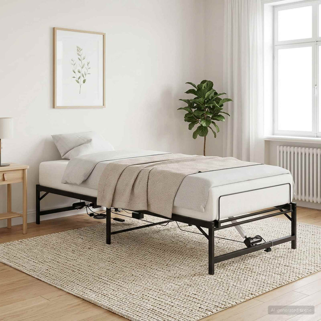 vidaXL Elektro Regulowany Stelaż Łóżka Czarny 75 x 190 cm Stal