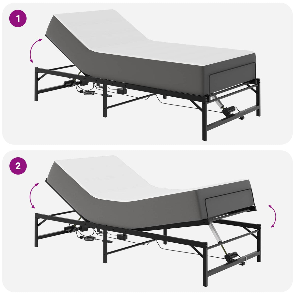 vidaXL Elektro Regulowany Stelaż Łóżka Czarny 90 x 190 cm Stal