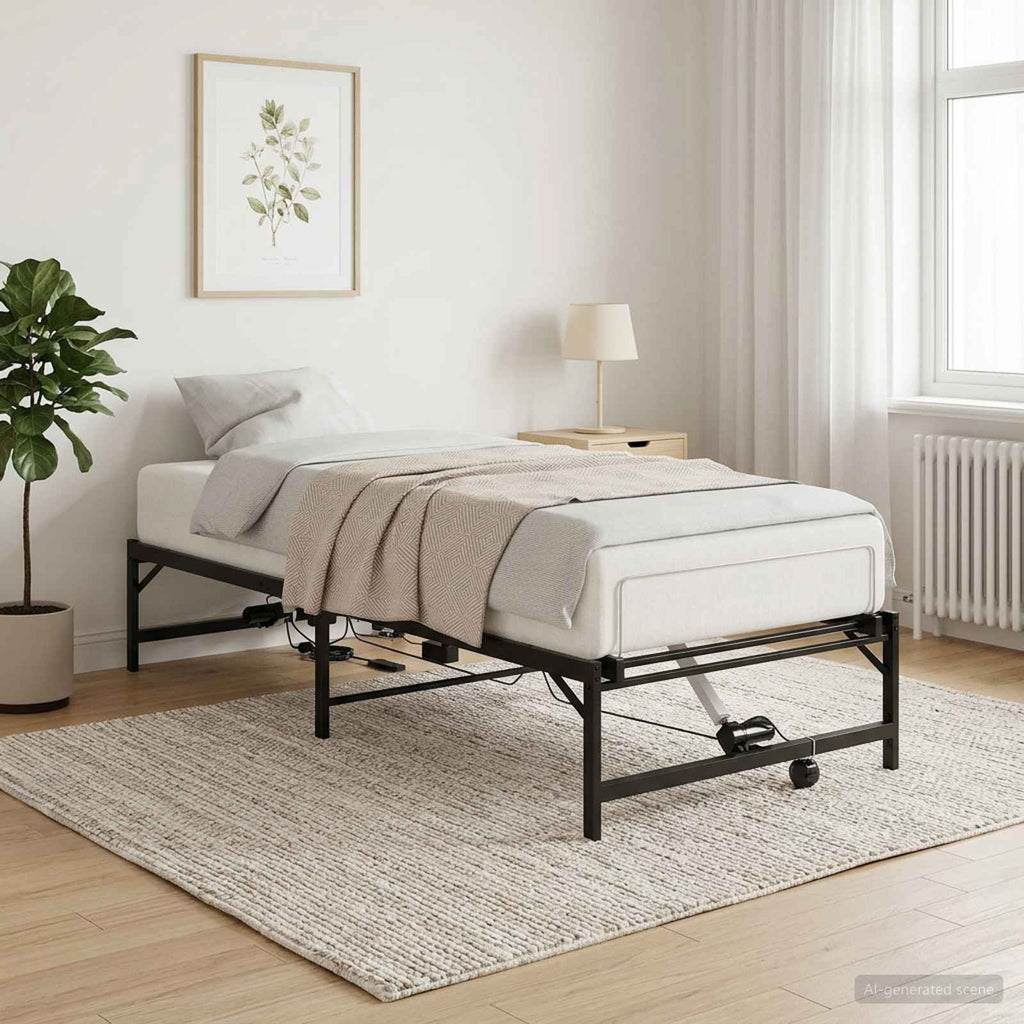 vidaXL Elektro Regulowany Stelaż Łóżka Czarny 90 x 200 cm Stal