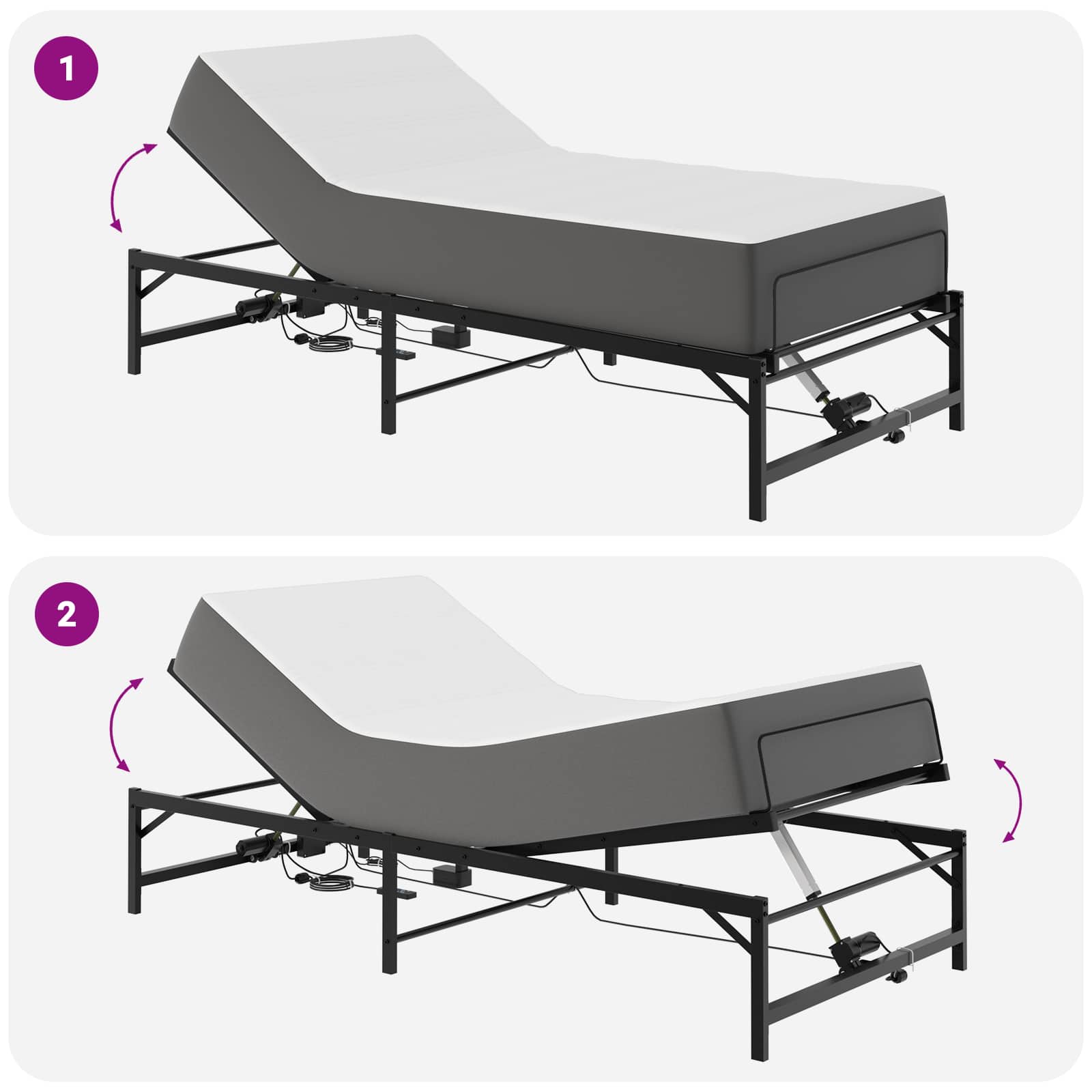 vidaXL Elektro Regulowany Stelaż Łóżka Czarny 100 x 200 cm Stal