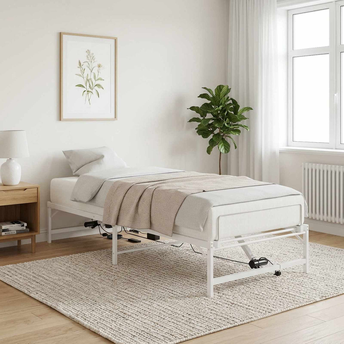 vidaXL Elektro Regulowany Stelaż Łóżka Biały 100 x 200 cm Stal