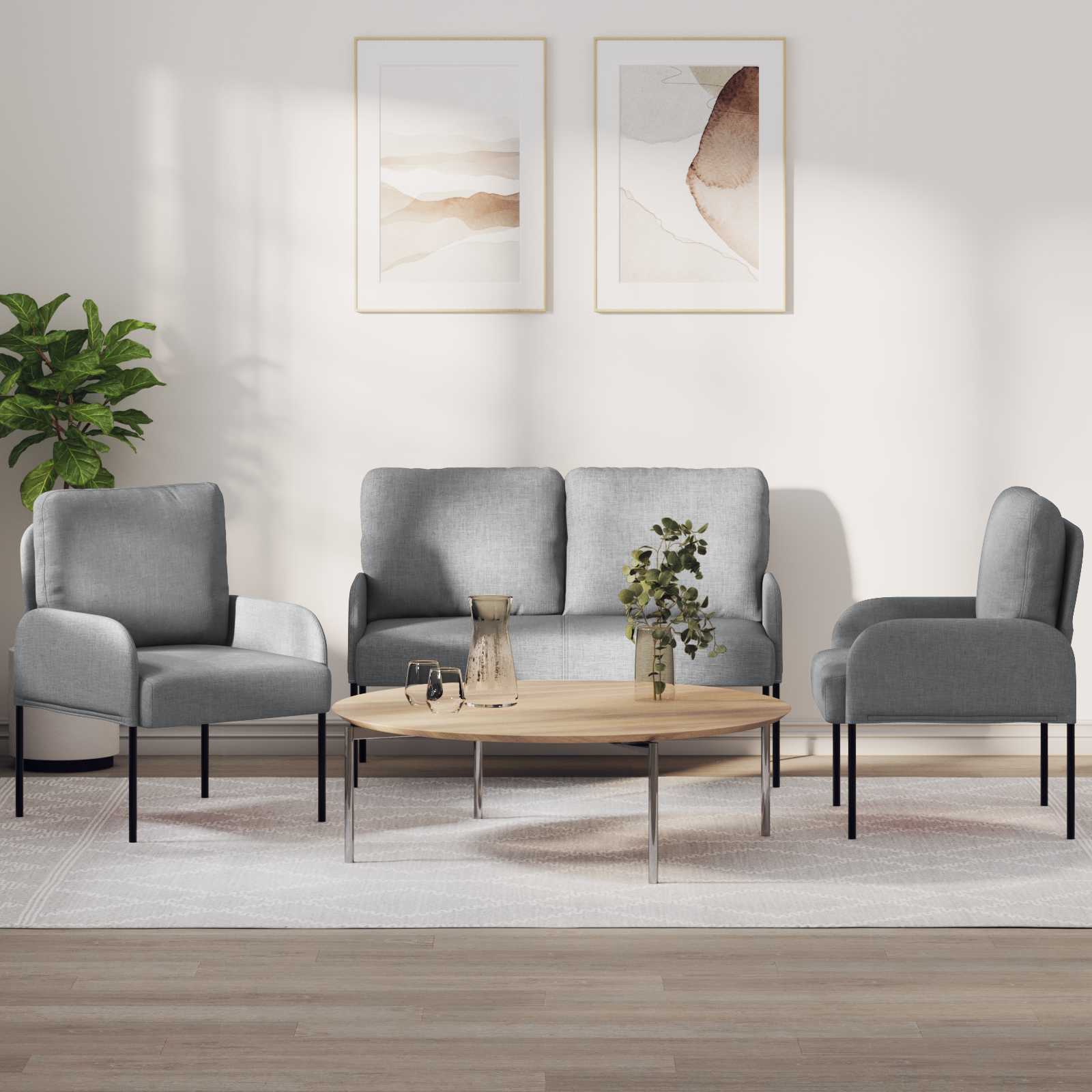 vidaXL Zestawy sof 3 pcs Jasnoszary 115 x 56 x 80 cm sklejka
