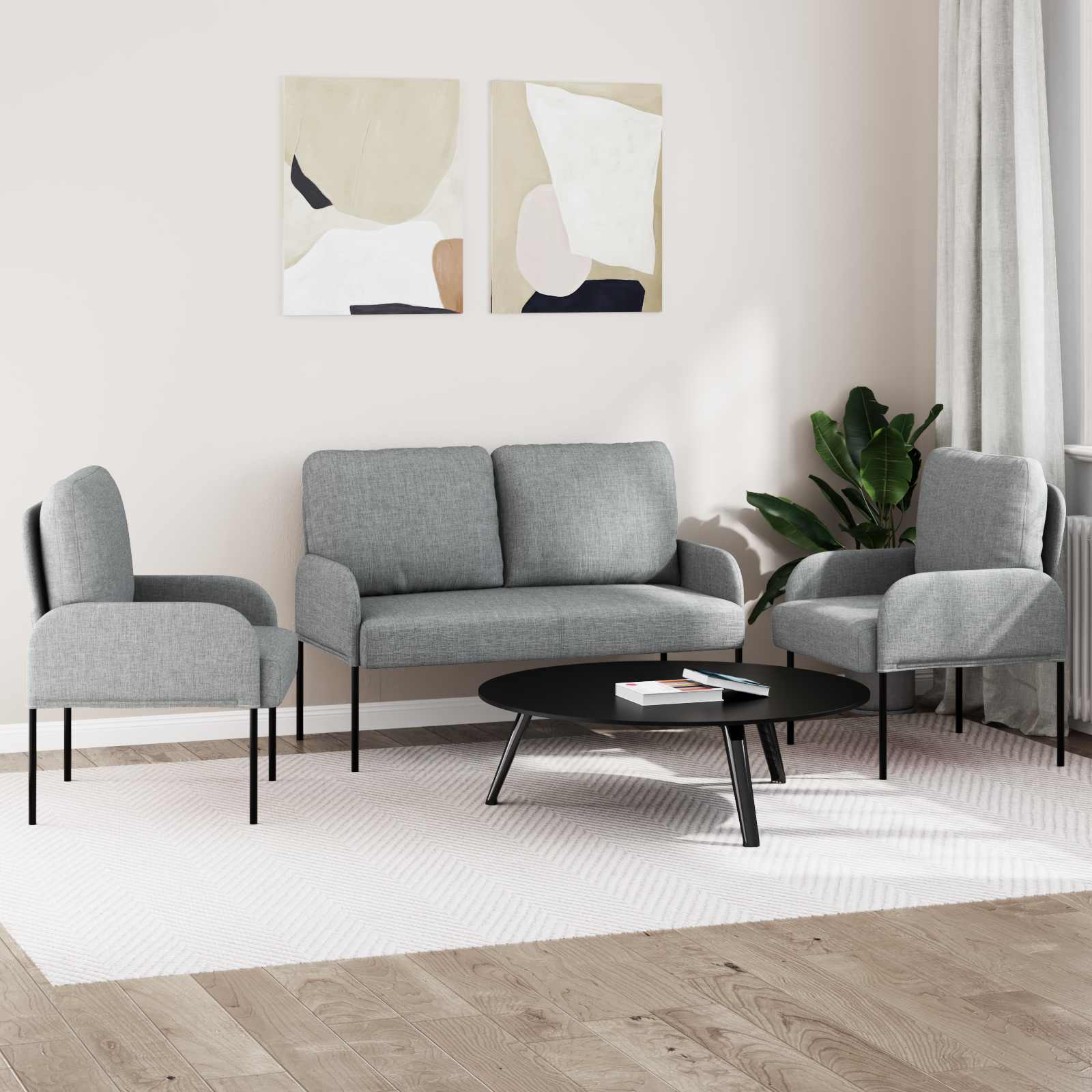 vidaXL Zestawy sof 3 pcs Jasnoszary 115 x 56 x 80 cm sklejka