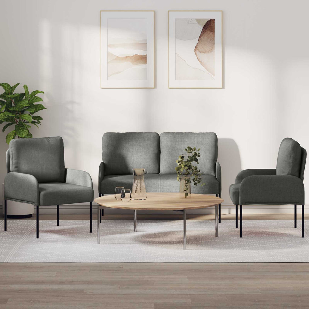 vidaXL Zestawy sof 3 pcs Ciemnoszary 115 x 56 x 80 cm sklejka