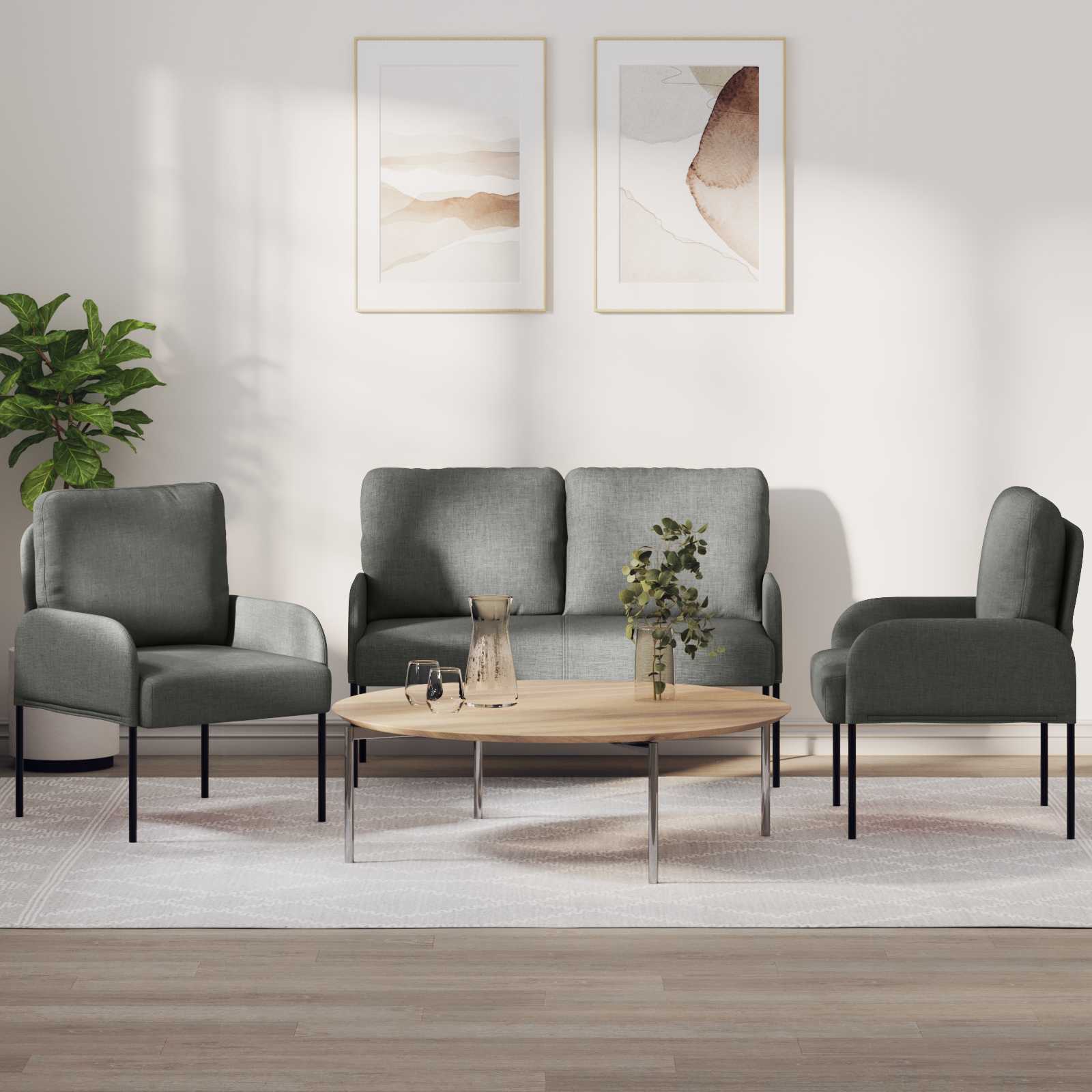 vidaXL Zestawy sof 3 pcs Ciemnoszary 115 x 56 x 80 cm sklejka