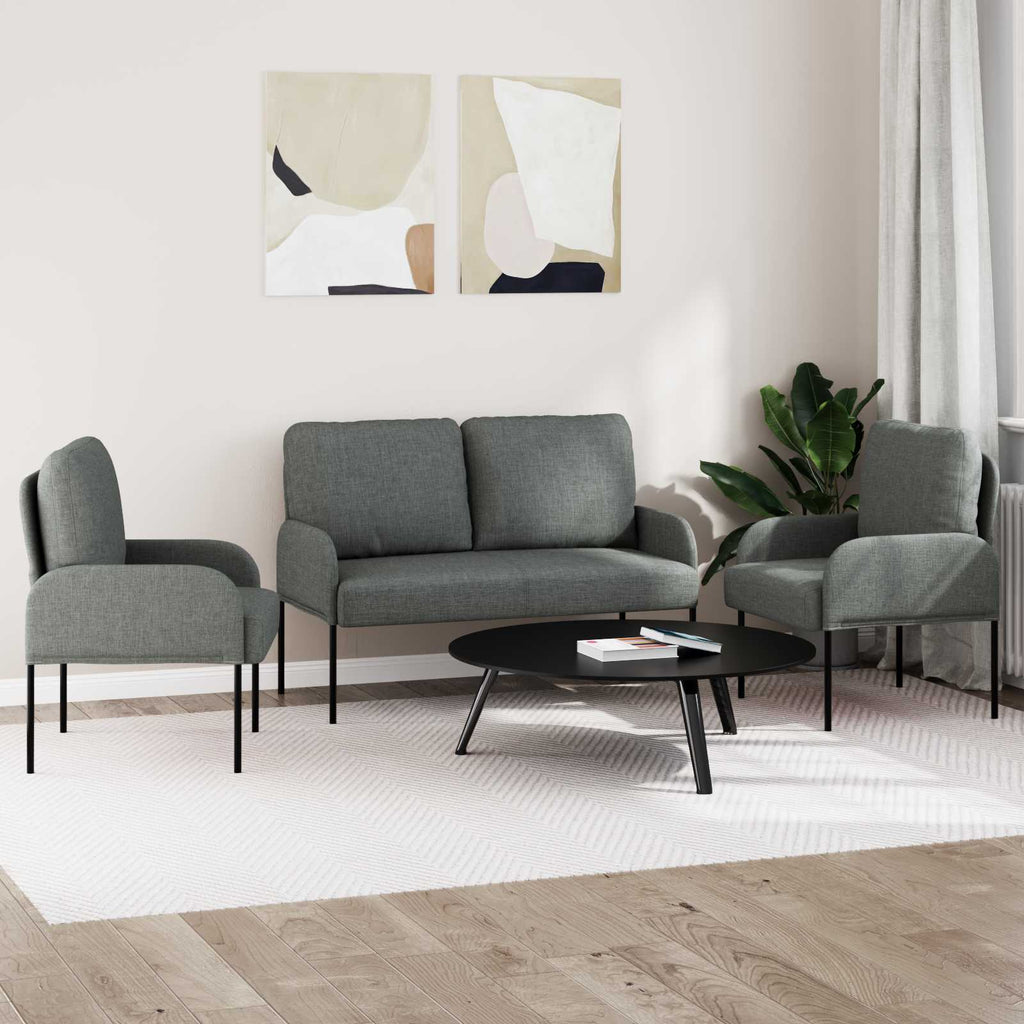 vidaXL Zestawy sof 3 pcs Ciemnoszary 115 x 56 x 80 cm sklejka