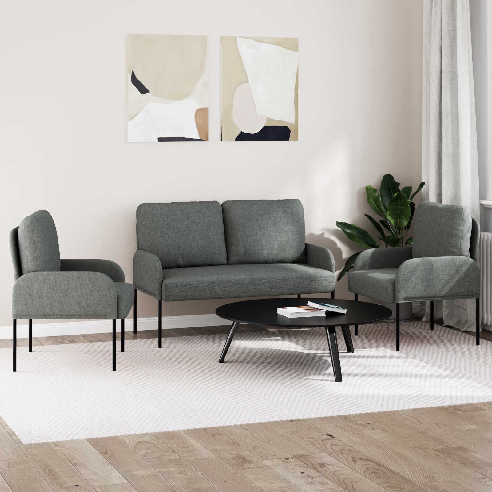 vidaXL Zestawy sof 3 pcs Ciemnoszary 115 x 56 x 80 cm sklejka
