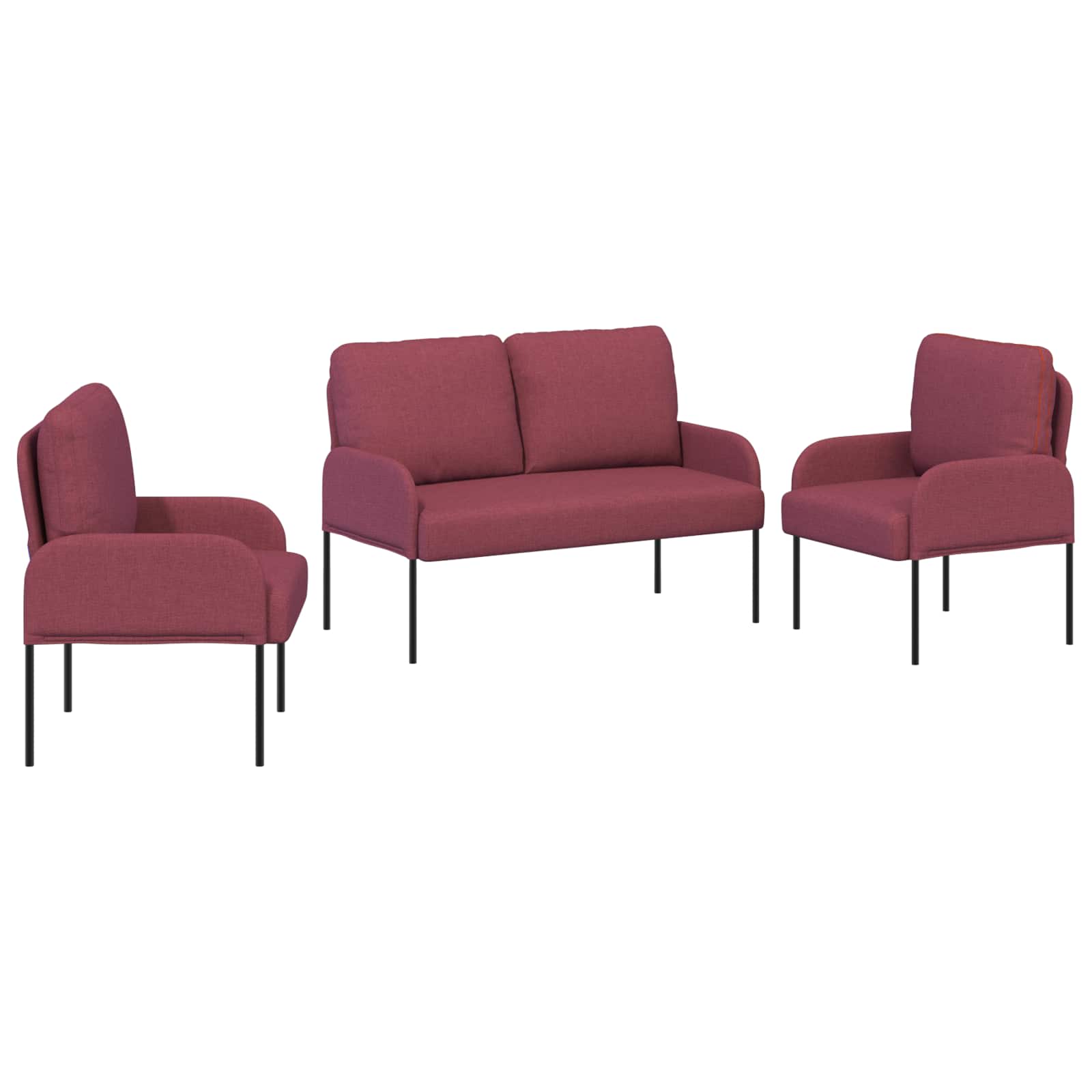 vidaXL Zestawy sof 3 pcs Czerwone wino 115 x 56 x 80 cm sklejka