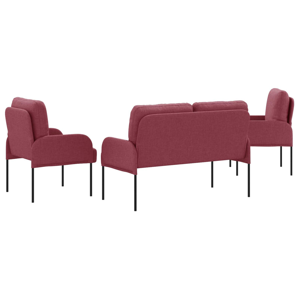 vidaXL Zestawy sof 3 pcs Czerwone wino 115 x 56 x 80 cm sklejka