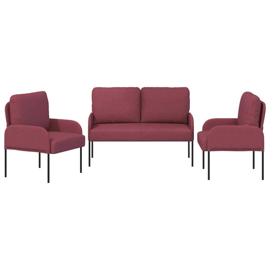 vidaXL Zestawy sof 3 pcs Czerwone wino 115 x 56 x 80 cm sklejka