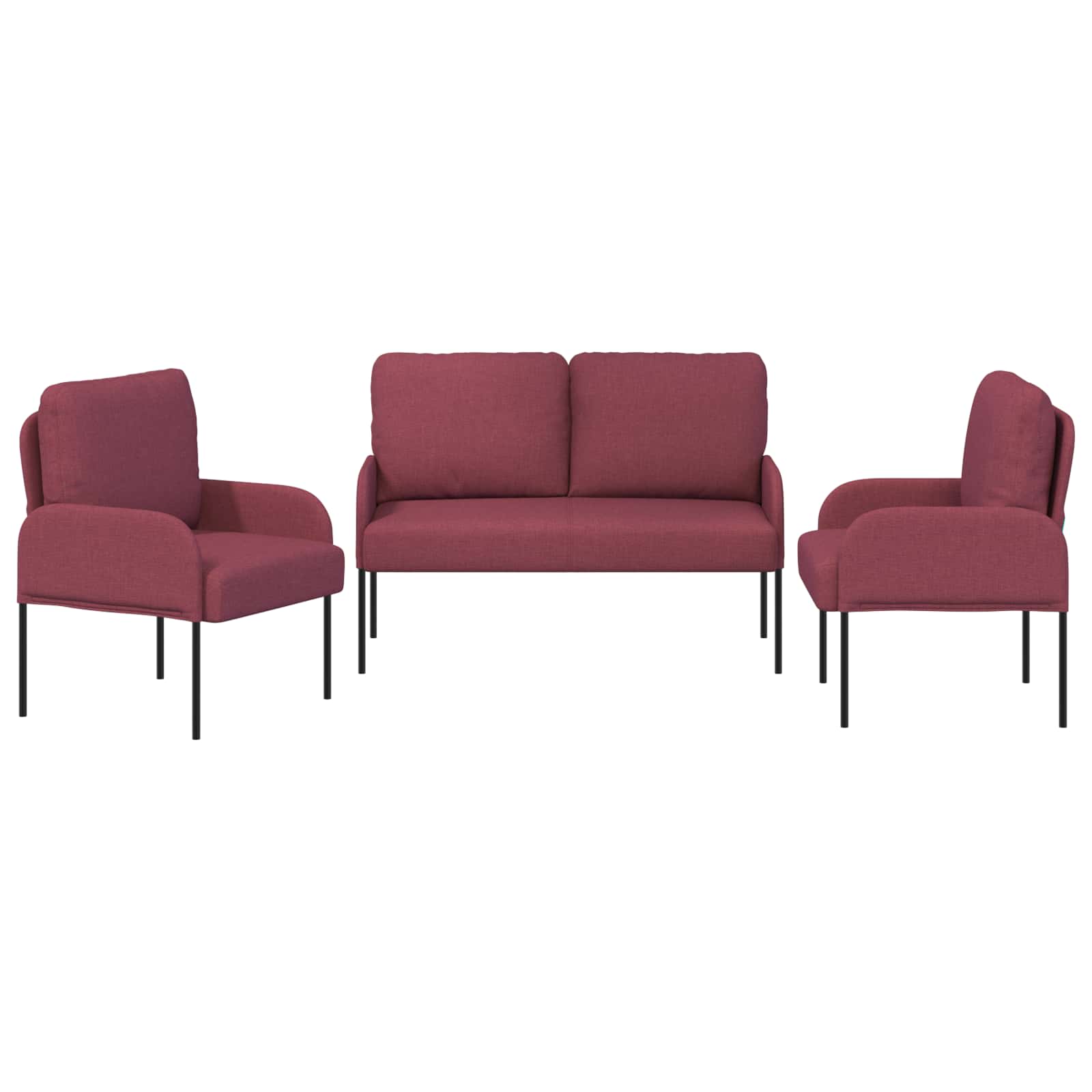 vidaXL Zestawy sof 3 pcs Czerwone wino 115 x 56 x 80 cm sklejka