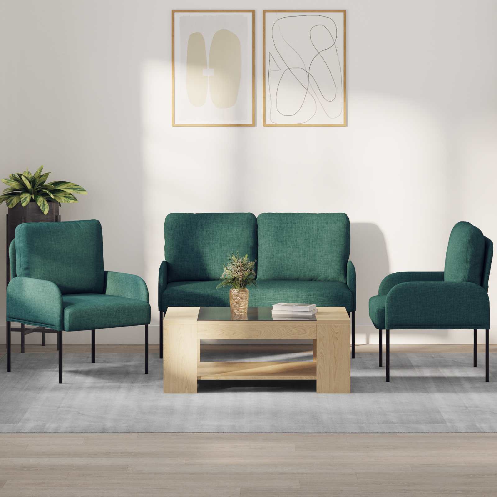 vidaXL Zestawy sof 3 pcs Ciemna zieleń 115 x 56 x 80 cm sklejka