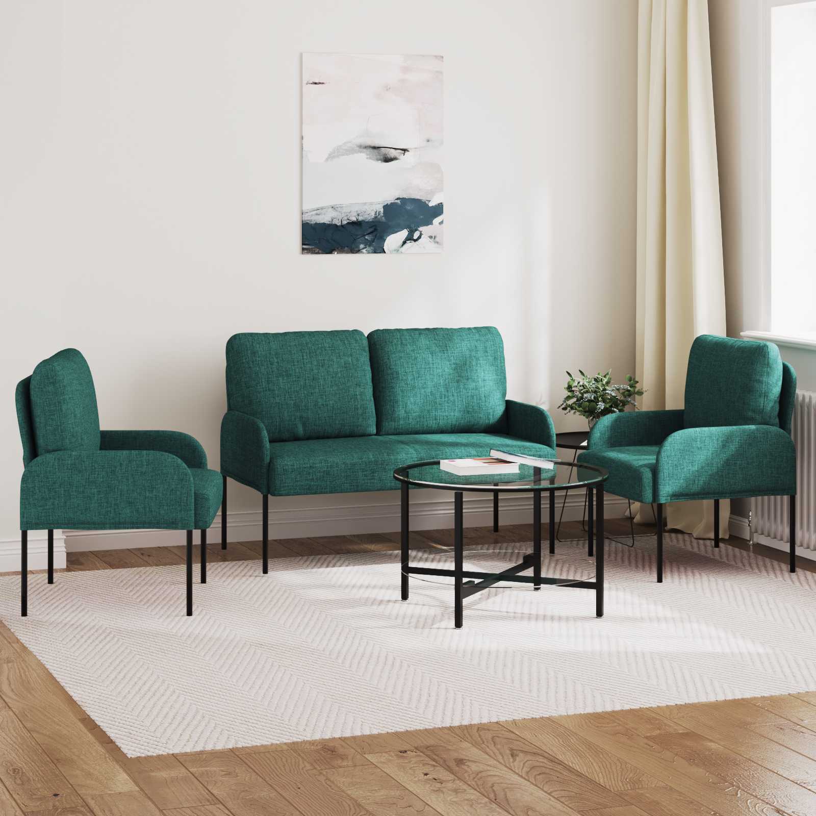 vidaXL Zestawy sof 3 pcs Ciemna zieleń 115 x 56 x 80 cm sklejka