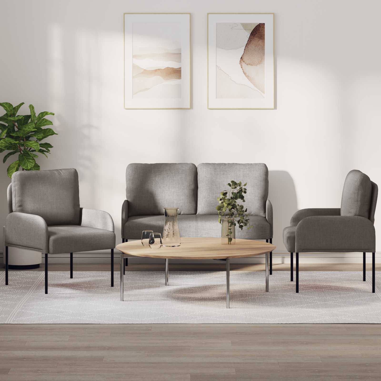 vidaXL Zestawy sof 3 pcs Ciemnoszary 115 x 56 x 80 cm sklejka