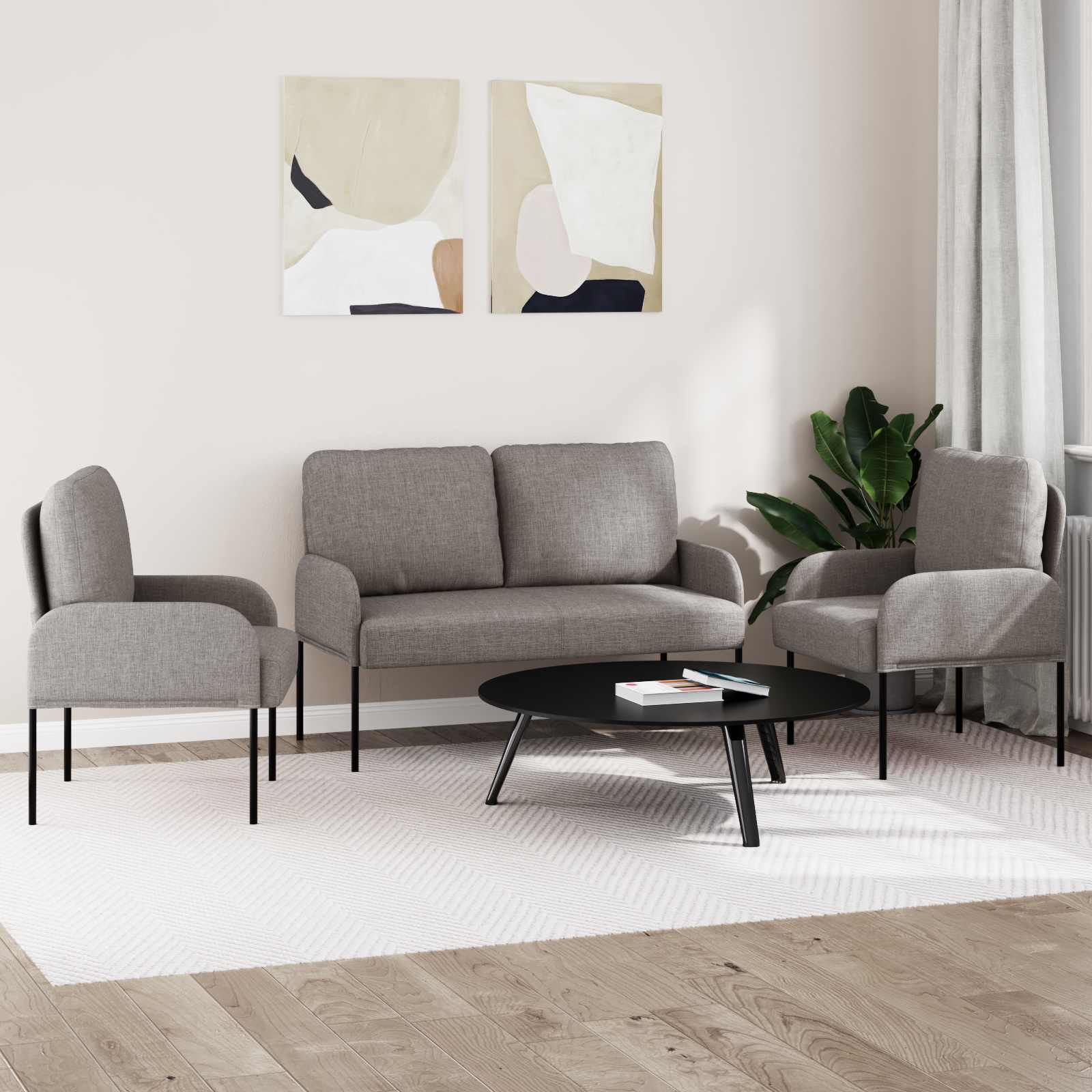 vidaXL Zestawy sof 3 pcs Ciemnoszary 115 x 56 x 80 cm sklejka