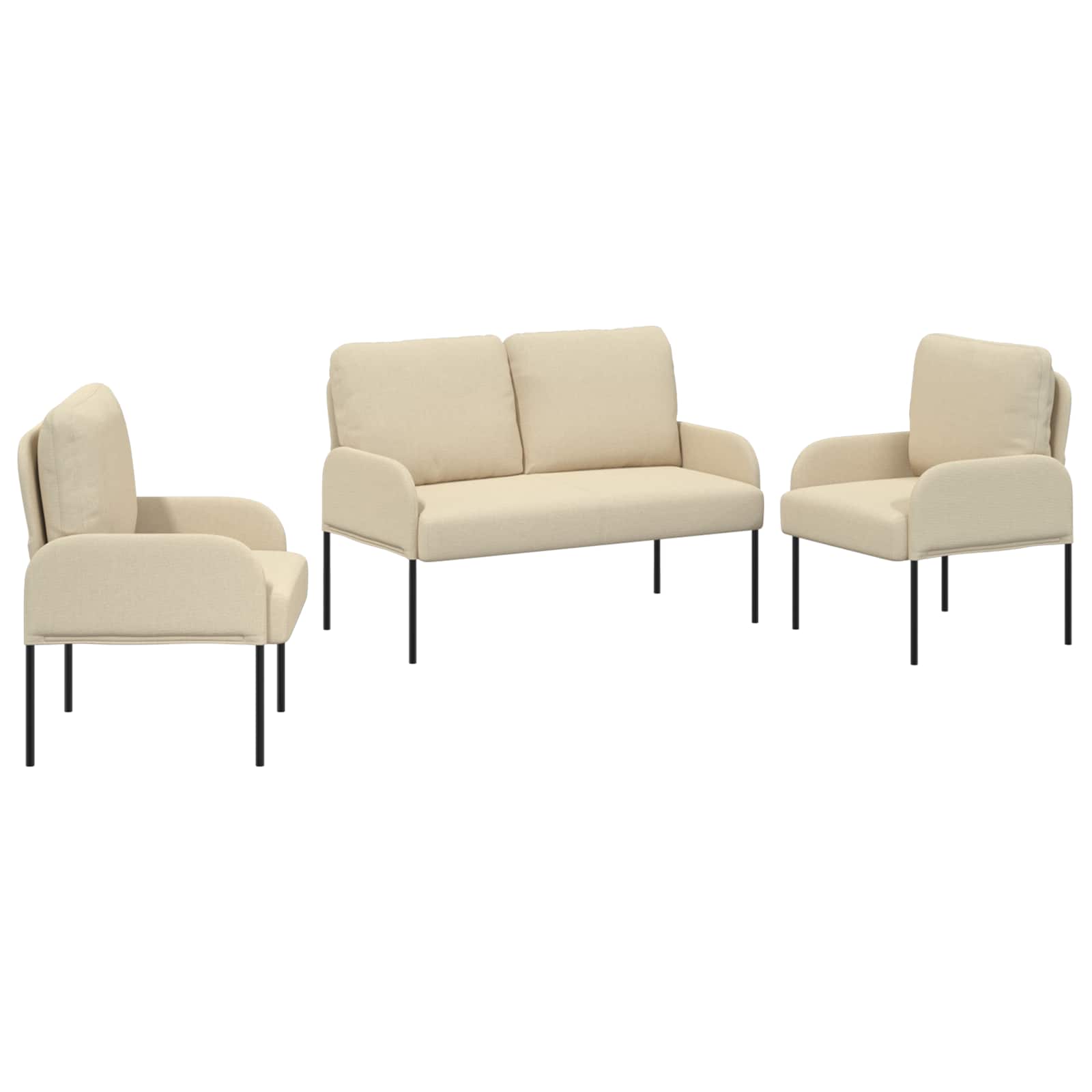 vidaXL Zestawy sof z poduszką 3 pcs Kremowy 115 x 56 x 80 cm sklejka