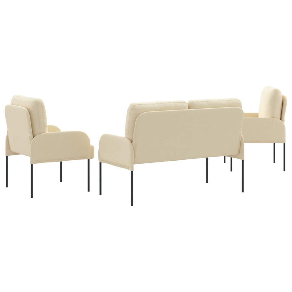 vidaXL Zestawy sof z poduszką 3 pcs Kremowy 115 x 56 x 80 cm sklejka