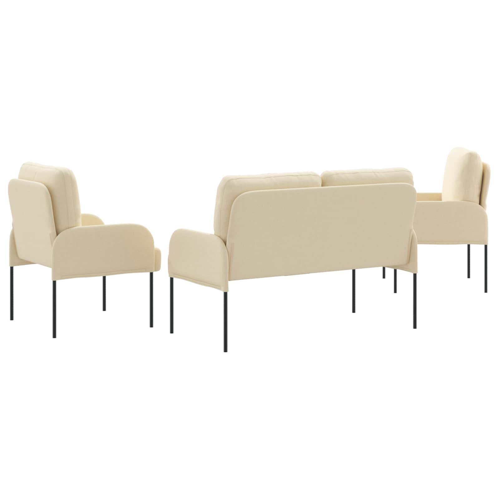vidaXL Zestawy sof z poduszką 3 pcs Kremowy 115 x 56 x 80 cm sklejka