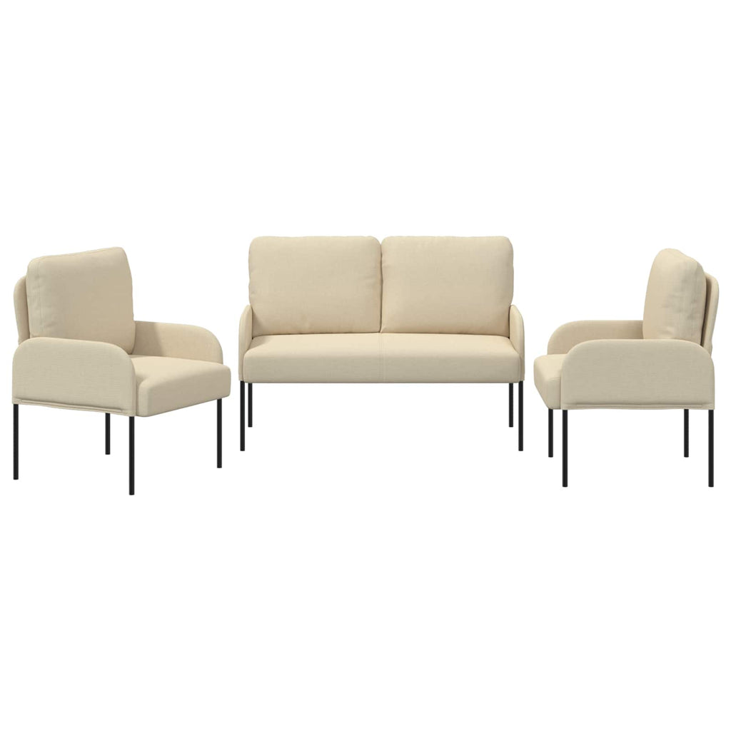 vidaXL Zestawy sof z poduszką 3 pcs Kremowy 115 x 56 x 80 cm sklejka