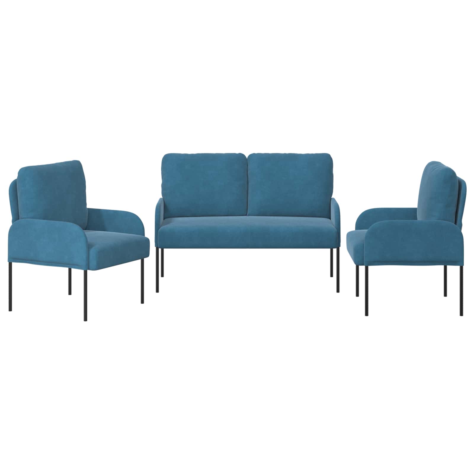 vidaXL Zestawy sof z poduszką 3 pcs Niebieski 115 x 56 x 80 cm sklejka