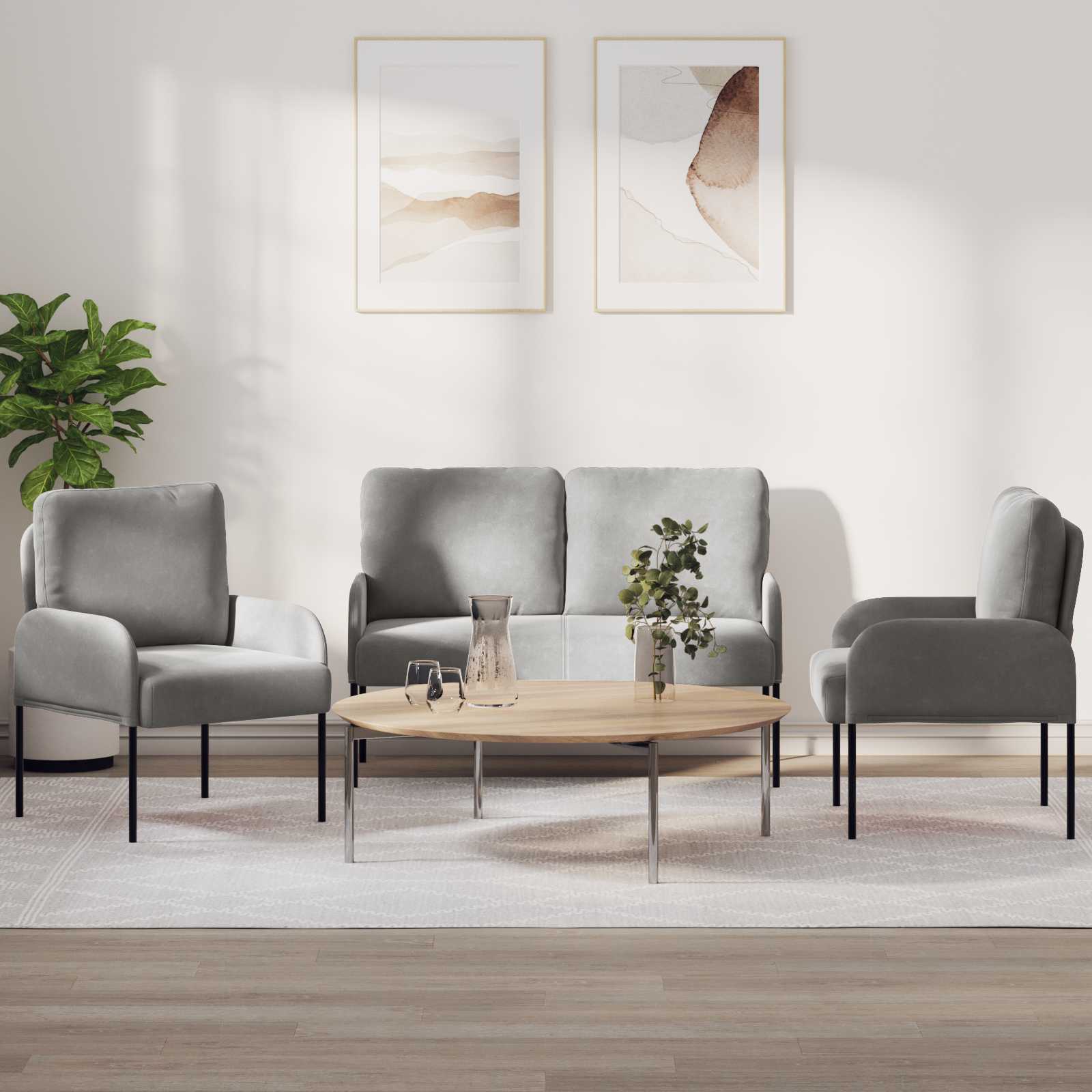 vidaXL Zestawy sof 3 pcs Jasnoszary 115 x 56 x 80 cm sklejka