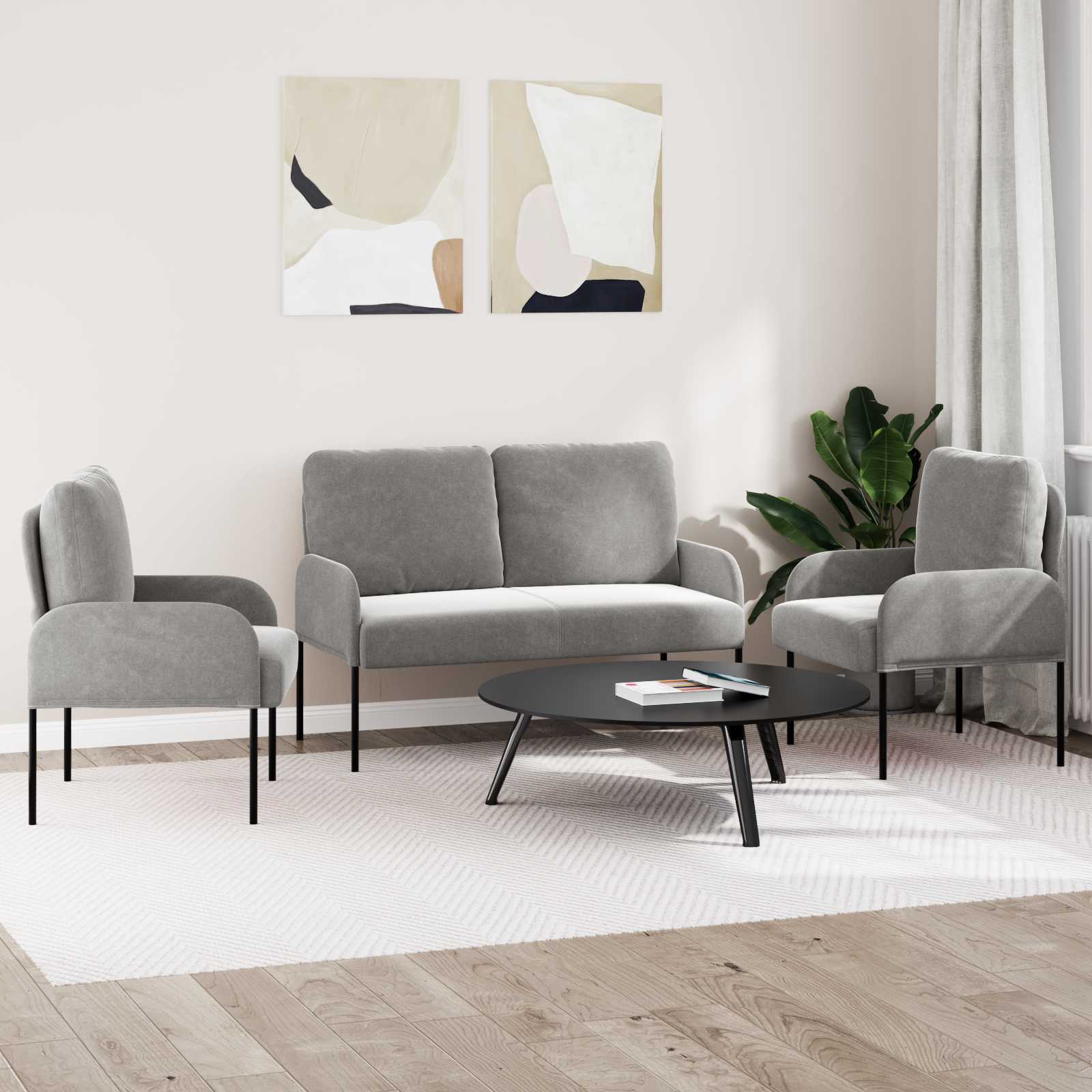 vidaXL Zestawy sof 3 pcs Jasnoszary 115 x 56 x 80 cm sklejka