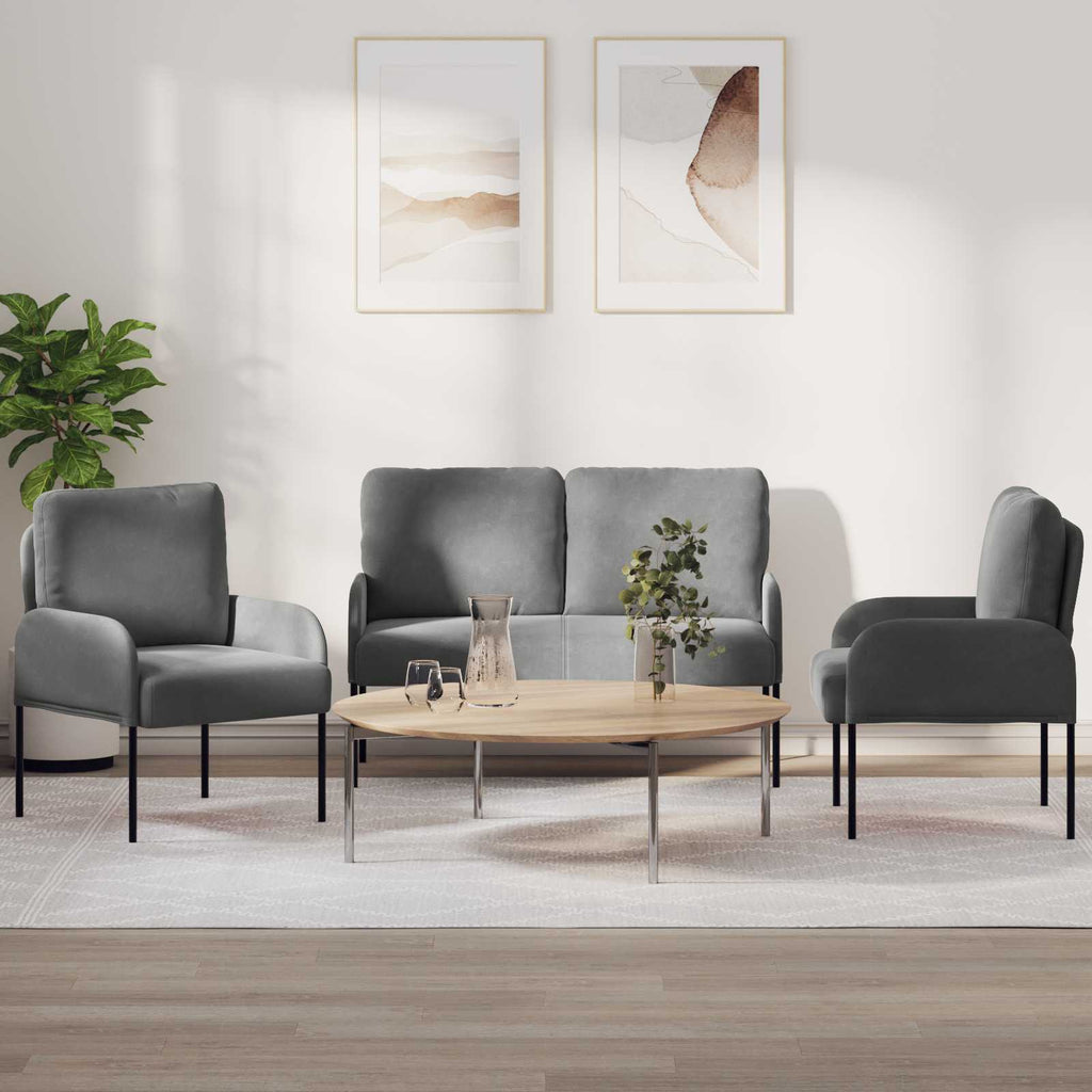 vidaXL Zestawy sof 3 pcs Ciemnoszary 115 x 56 x 80 cm sklejka