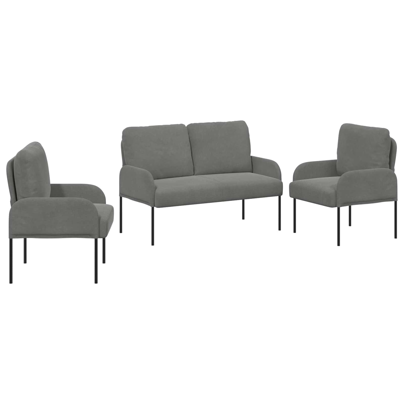 vidaXL Zestawy sof 3 pcs Ciemnoszary 115 x 56 x 80 cm sklejka