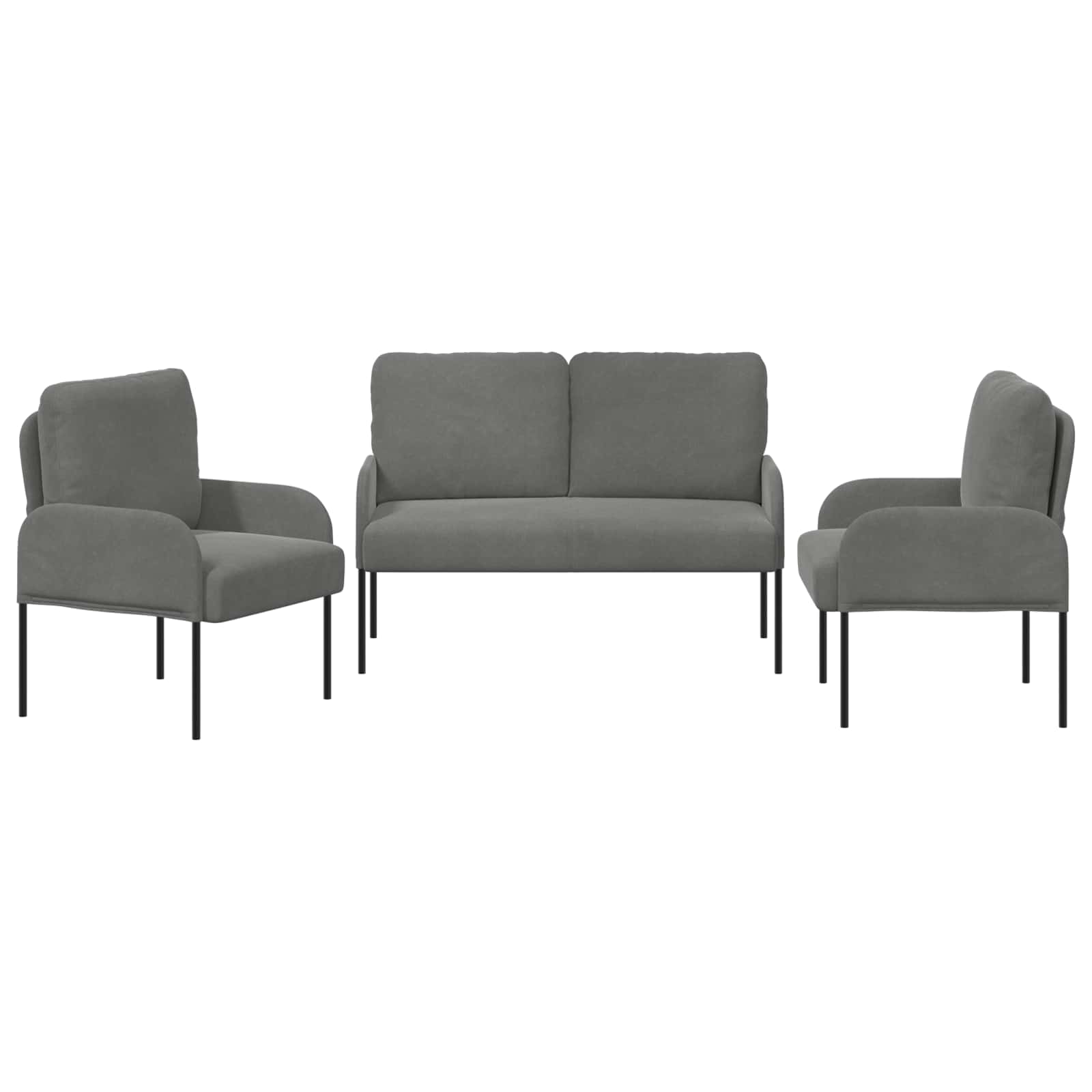 vidaXL Zestawy sof 3 pcs Ciemnoszary 115 x 56 x 80 cm sklejka